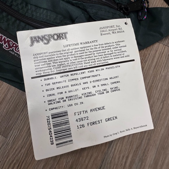 VTG Jansport Fifth Avenue Fanny Pack Belt Bag Forest Green Quality Outdoor Gear - Picture 3 of 12
